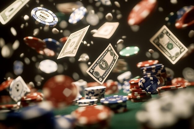 Blackjack table with dealer cards visible